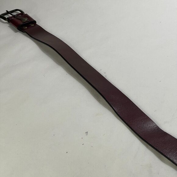 Royden Kevins Duck Belt Mens Size 40 Burgundy Leather Flawed - Picture 6 of 12